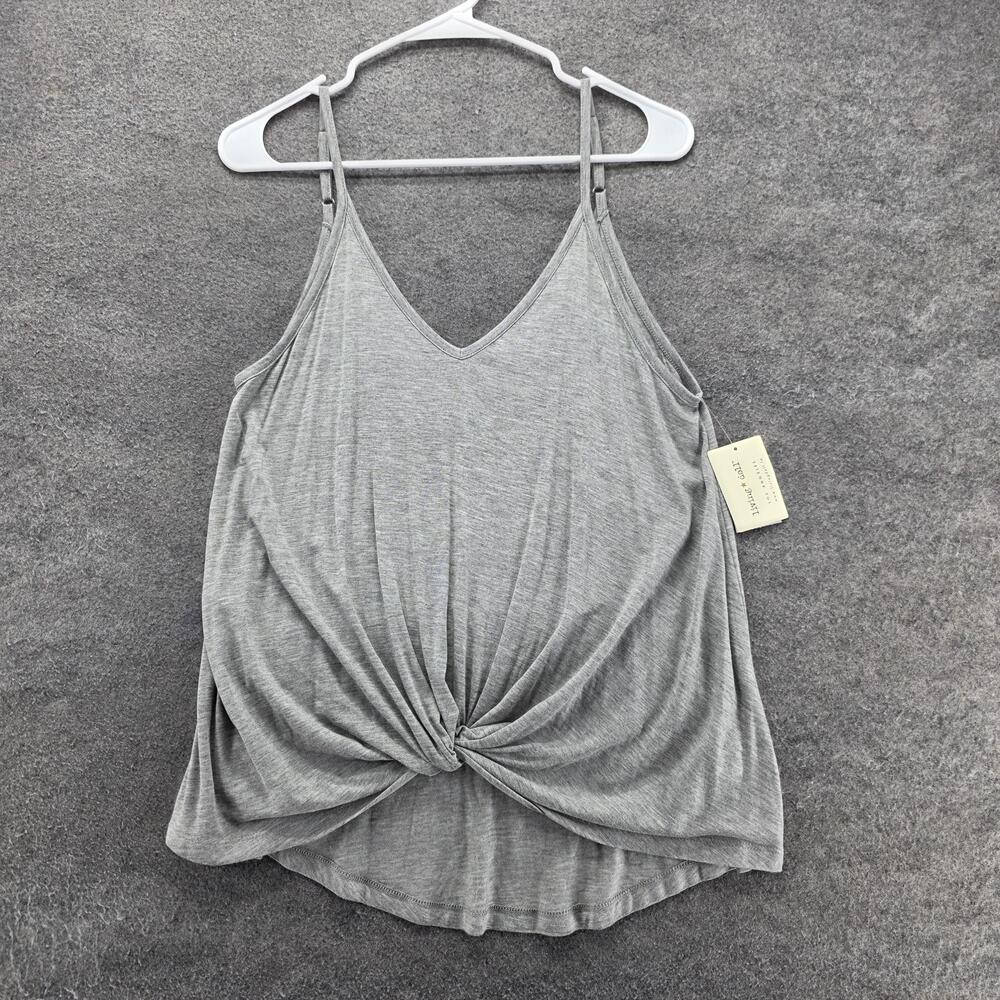 Living Doll Tank Tunic Womens M Gray V-Neck Twist Front Strap Lightweight